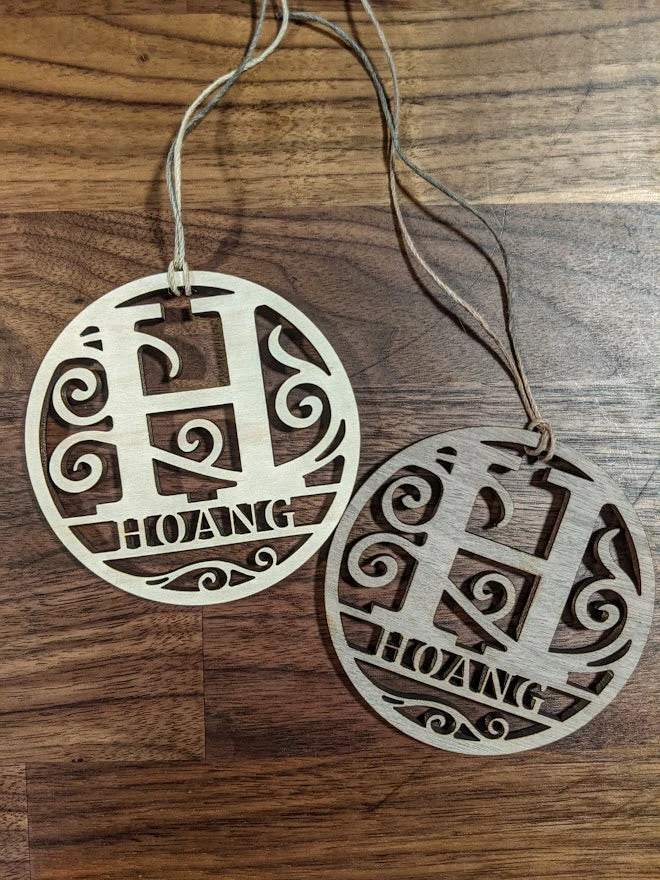 Personalized Name Christmas Ornament Monogram - Wood