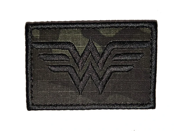 Wonder Woman Black Multicam Morale Patch - Velcro Backing