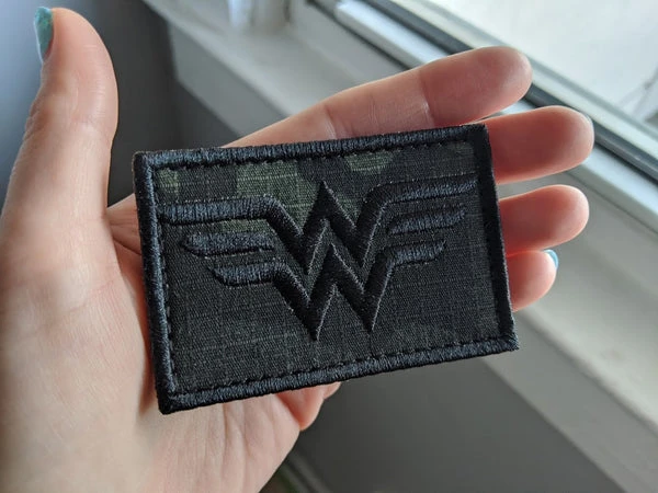 Wonder Woman Black Multicam Morale Patch - Velcro Backing